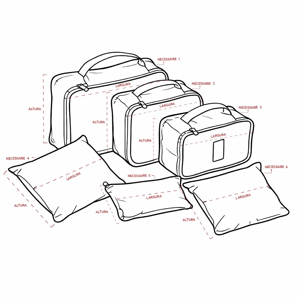 Kit Necessaires 6 Pecas 10388d15