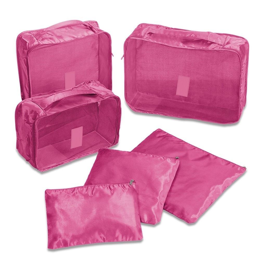 Kit Necessaires 6 Pecas ROSA ESCURO 26940