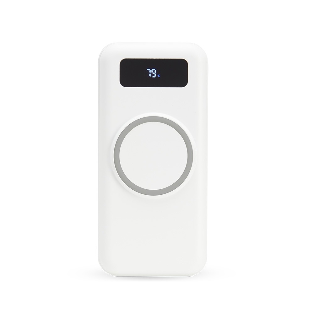 Power Bank 10 000mAh com Carregamento via Inducao ou via Cabo BRANCO COM CINZA 21013